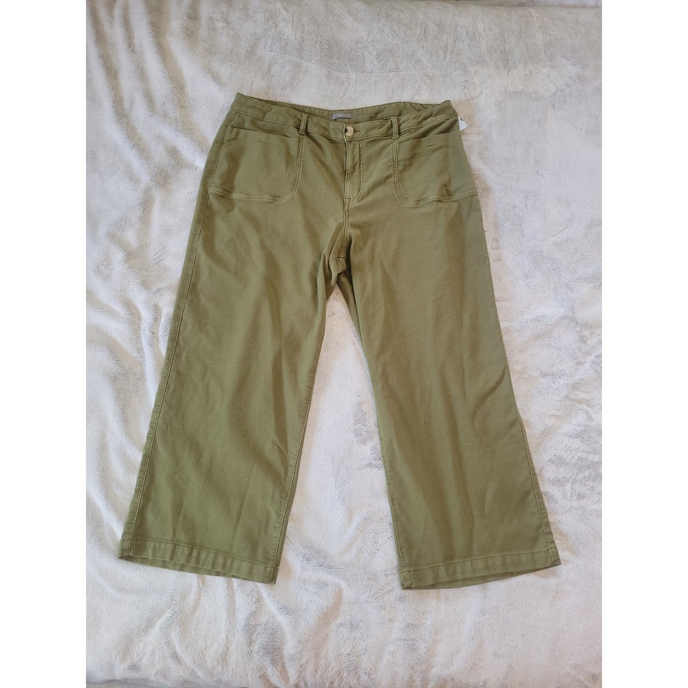 Maurices Womens Plus Size 20W Green Wide Leg Ankle Casual Womens Pants Trousers